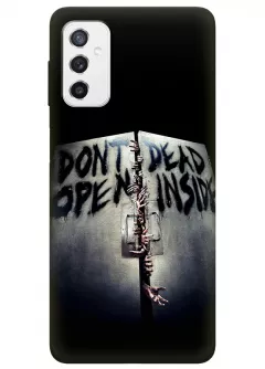 Чехол-накладка для Самсунг М52 из силикона - Ходячие мертвецы The Walking Dead Dont Dead Open Inside зомби прорываются в здание черный чехол