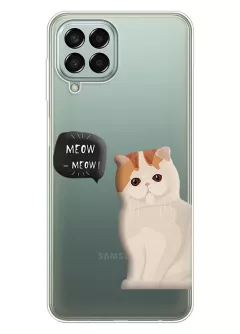 Samsung Galaxy M53 5G чехол из прозрачного силикона с котиком