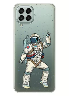 Самсунг М53 прозрачный силиконовый чехол с принтом - Веселый космонавт