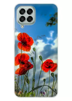 Чехол на Samsung Galaxy M53 5G с нежными цветами мака на украинской земле