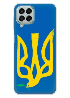 Чехол на Samsung Galaxy M53 5G с сильным и добрым гербом Украины в виде ласточки