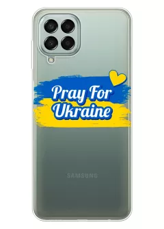 Чехол для Samsung Galaxy M53 5G "Pray for Ukraine" из прозрачного силикона