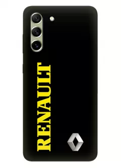 Гелекси С21 ФЕ чехол силиконовый - Renault Ренаулт Рено классический логотип и название крупным планом на черном фоне черный чехол