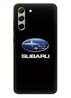 Гелекси С21 ФЕ чехол из силикона - Subaru Субару классический логотип крупным планом и название на черном фоне черный чехол