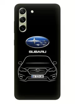 Гелекси С21 ФЕ чехол из силикона - Subaru Субару логотип и автомобиль машина BRZ Impreza Legacy Levorg WRX вектор-арт купе седан с номерным знаком на черном фоне черный чехол