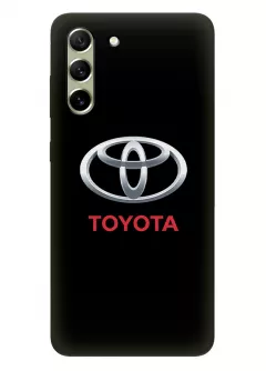 Чехол для Гелекси С21 ФЕ из силикона - Toyota Тойота классический логотип крупным планом и название на черном фоне черный чехол