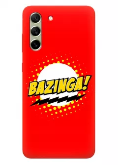Samsung S21 FE чехол силиконовый - Теория Большого взрыва The Big Bang Theory Bazinga логотип красный чехол