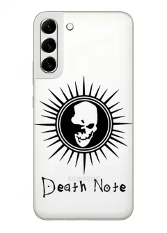 Galaxy S22+ чехол из прозрачного силикона - Death Note лого с черепом
