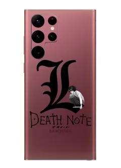 Galaxy S22 Ultra чехол из прозрачного силикона - Death Note лого