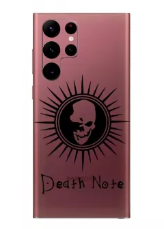 Galaxy S22 Ultra чехол из прозрачного силикона - Death Note лого с черепом