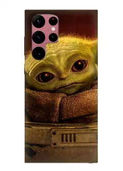 Бампер для Гелекси С22 Ультра из силикона - Мандалорец Звездные войны Star Wars The Mandalorian грустный Малыш Йода Грогу Baby Yoda Kid Grogu крупным планом