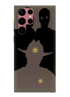 Чехол-накладка для Гелекси С22 Ультра из силикона - Ходячие мертвецы The Walking Dead шериф на фоне зомби вектор-арт коричневый чехол