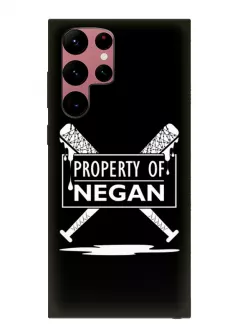 Чехол-накладка для Гелекси С22 Ультра из силикона - Ходячие мертвецы The Walking Dead Property of Negan White Logo черный чехол
