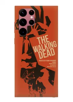 Чехол-накладка для Гелекси С22 Ультра из силикона - Ходячие мертвецы The Walking Dead постер с названием в векторном стиле оранжевый чехол