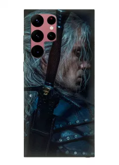 Чехол-накладка для Гелекси С22 Ультра из силикона - Ведьмак сериал Нетфликс The Witcher Netflix Serial Геральт из Ривии Генри Кавилл оглядывается крупным планом