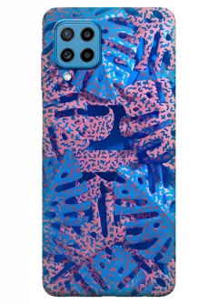 Samsung Galaxy M22 силиконовый чехол с картинкой - Голубые листья