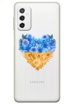 Патриотический чехол Galaxy M52 5G с рисунком сердца из цветов Украины