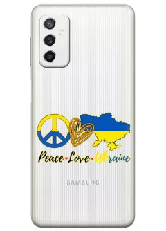 Чехол на Samsung M52 с патриотическим рисунком - Peace Love Ukraine
