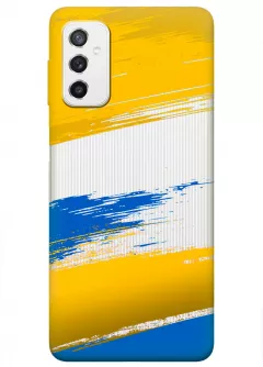 Чехол на Samsung M52 из прозрачного силикона с украинскими мазками краски