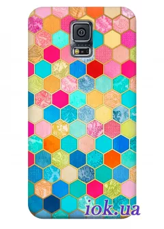 Чехол для Galaxy S5 Plus - Цветные соты