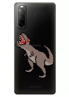 Прозрачный чехол для Xperia 10 II - Пиксельный динозавр
