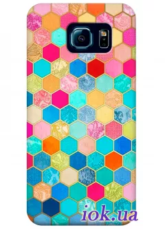 Чехол для Galaxy S6 - Разноцветные соты