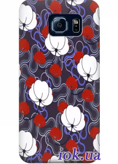 Чехол для Galaxy S6 - Белые цветы 