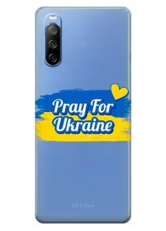 Чехол для Sony Xperia 10 III "Pray for Ukraine" из прозрачного силикона
