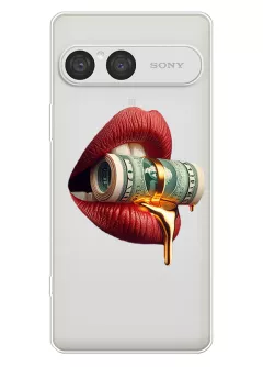 Силиконовый чехол для Sony Xperia 10 VII - Доллары во рту