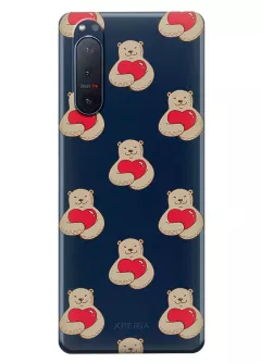 Чехол для Sony Xperia 5 2 с принтом - Влюбленные медведи