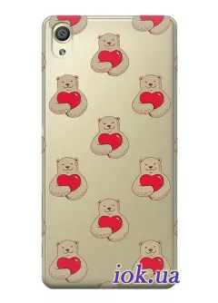 Чехол для Sony Xperia XA1 с принтом - Влюбленные медведи