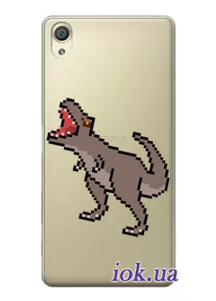 Чехол для Sony Xperia XA1 с принтом - Пиксельный динозавр