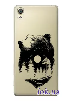 Прозрачный силиконовый бампер на Sony Xperia XA1 - Медведь