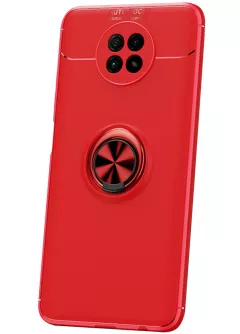 TPU чехол Deen ColorRing под магнитный держатель (opp) для Xiaomi Redmi Note 9 5G / Note 9T, Красный / Красный