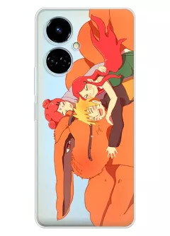 Чехол для Tecno Camon 19 Наруто с Курама и Сакура из прозрачного силикона