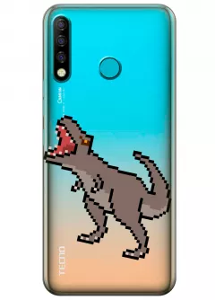 Чехол для Tecno Spark 4 - Пиксельный динозавр