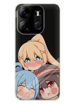Бампер для Tecno Spark Go 2023 - Коносуба KonoSuba девочки Эрис Мегумин и Даркнесс в окне