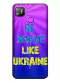 Cиликоновый чехол на Tecno Pop 4 (BC2) "Be Brave Like Ukraine" - прозрачный силикон
