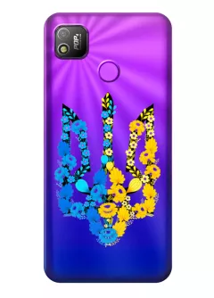 Чехол для Tecno Pop 4 LTE из прозрачного силикона - Герб Украины в цветах