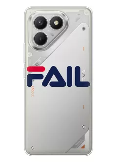 Tecno Pova 7 Neo прикольный прозрачный силиконовый чехол с надписью FAIL