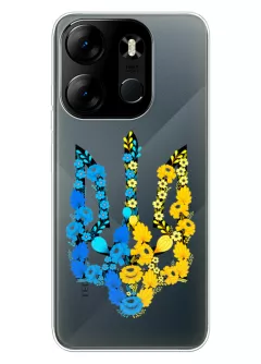 Чехол для Tecno Pop 7 из прозрачного силикона - Герб Украины в цветах
