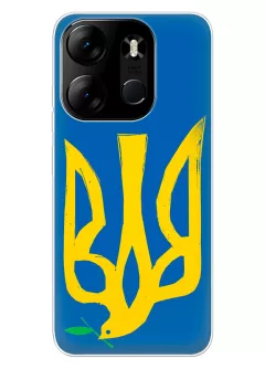Чехол на Tecno Pop 7 с сильным и добрым гербом Украины в виде ласточки