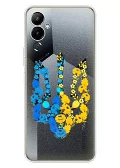 Чехол для Tecno Pova 4 из прозрачного силикона - Герб Украины в цветах