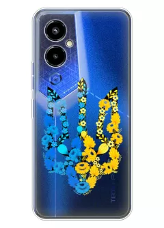 Чехол для Tecno Pova 4 Pro из прозрачного силикона - Герб Украины в цветах