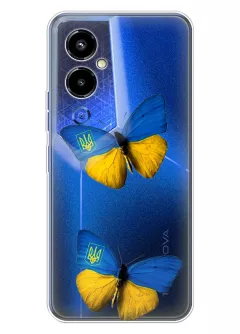 Чехол для Tecno Pova 4 Pro из прозрачного силикона - Бабочки из флага Украины