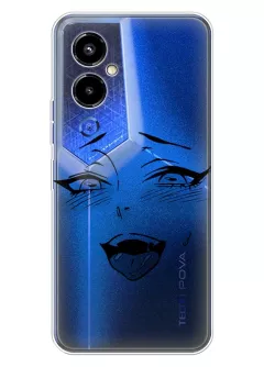 Tecno Pova 4 Pro чехол силиконовый прозрачный с аниме - Ahegao Face