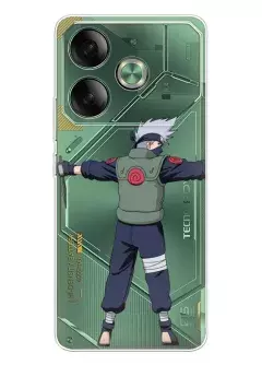 Бампер для Tecno Pova 6 - Naruto Какаси Хатакэ, прозрачный силикон