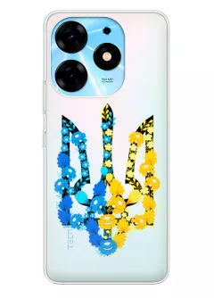 Чехол для Tecno Spark 10 из прозрачного силикона - Герб Украины в цветах