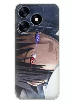 Tecno Spark 10C чехол аниме силиконовый - Саске Учиха под дождем