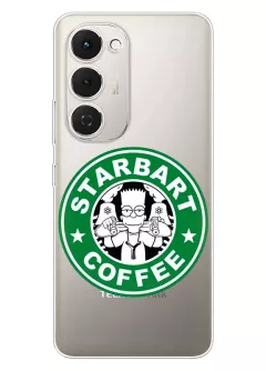 Tecno Spark 40 Pro+ прикольный прозрачный силиконовый чехол с надписью Starbart coffee